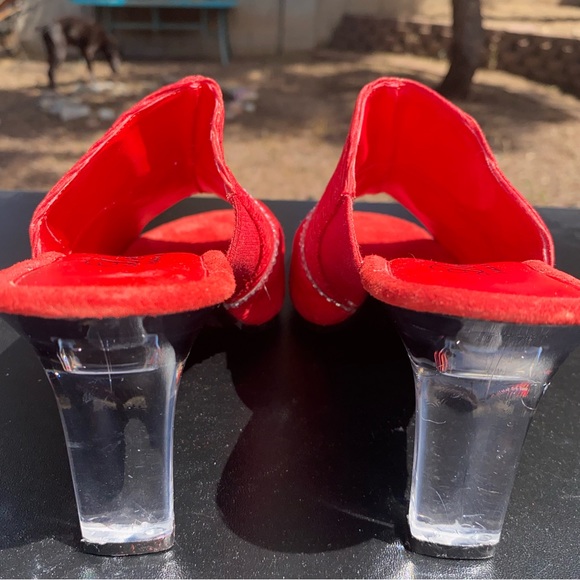 Vintage Delight Red Peep Toe with Rhinestones & Perspex Heel - size 6.5 - Picture 5 of 8